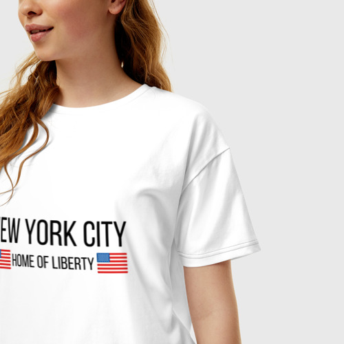 Женская футболка хлопок Oversize NEW YORK, цвет белый - фото 3