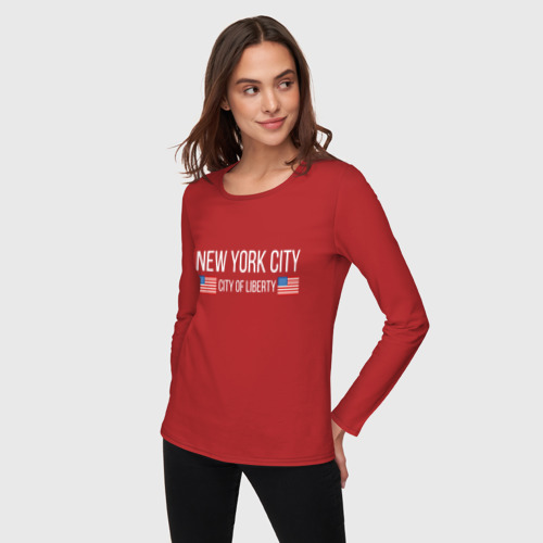 Женский лонгслив хлопок New York, цвет красный - фото 3