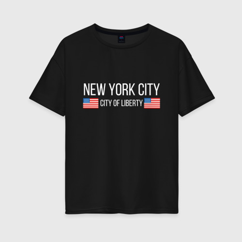 Женская футболка хлопок Oversize New York, цвет черный