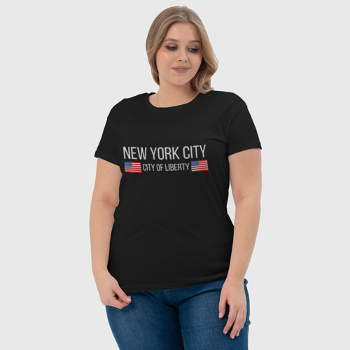 Женская футболка хлопок New York, цвет черный - фото 6