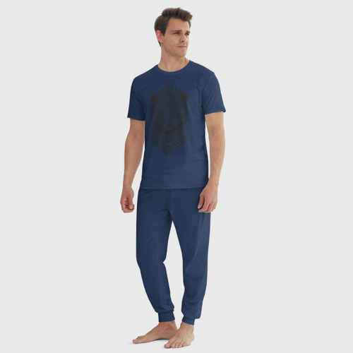 Мужская пижама хлопок Медведь, цвет темно-синий - фото 5
