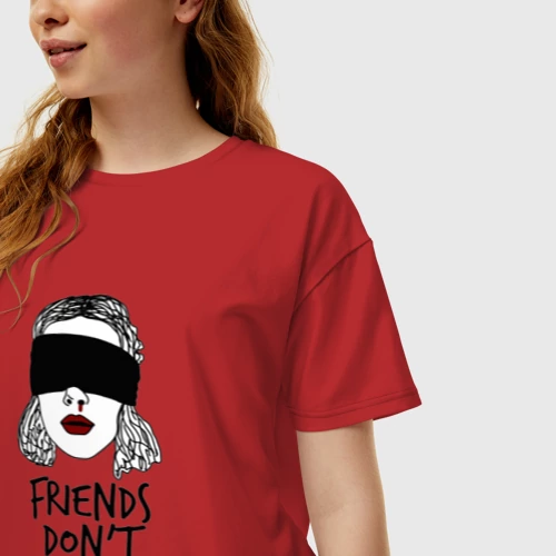 Женская футболка хлопок Oversize с принтом Очень странные дела, фото на моделе #1