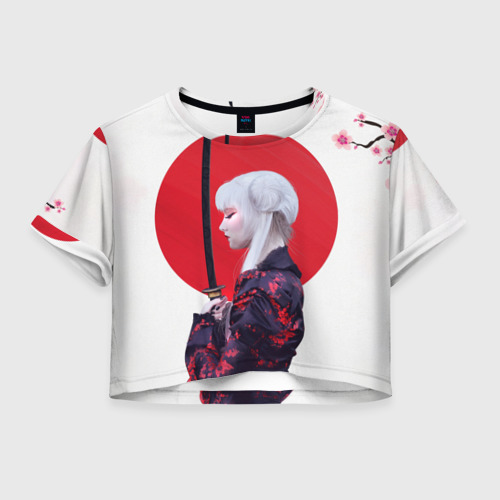 Женская футболка Crop-top 3D Самурай, цвет 3D печать