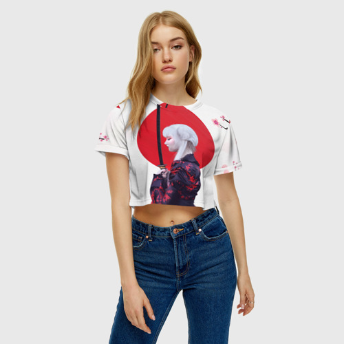 Женская футболка Crop-top 3D Самурай, цвет 3D печать - фото 3