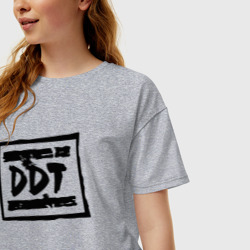 Женская футболка хлопок Oversize ДДТ Лого DDT Logo - фото 2