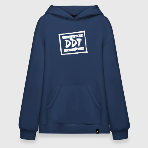 Худи SuperOversize хлопок ДДТ Лого DDT Logo, цвет темно-синий