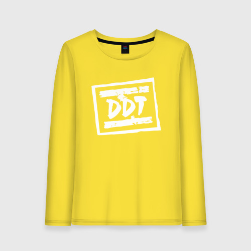 Женский лонгслив хлопок ДДТ Лого DDT Logo, цвет желтый