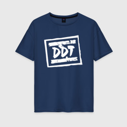 Женская футболка хлопок Oversize ДДТ Лого DDT Logo