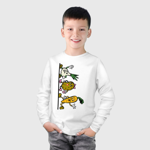 Детский лонгслив хлопок овощи, цвет белый - фото 3
