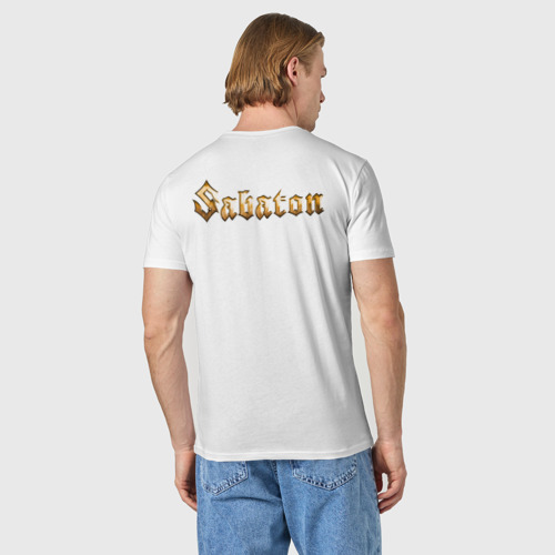 Мужская футболка хлопок Sabaton Сабатон +спина, цвет белый - фото 4