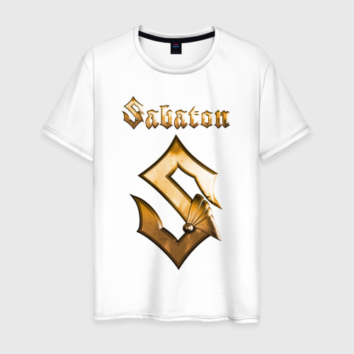 Мужская футболка из хлопка с принтом Sabaton big logo, вид спереди №1