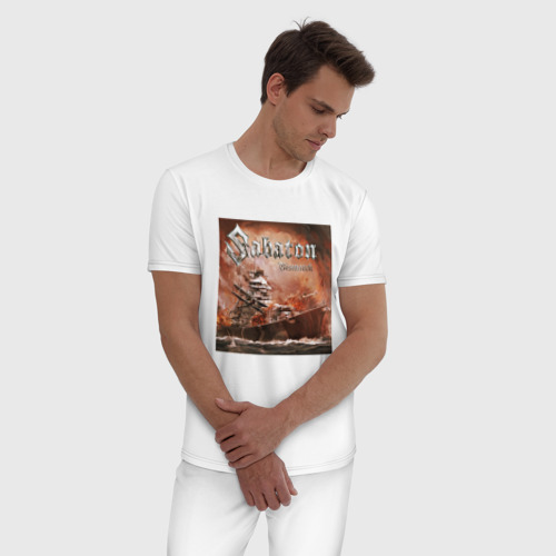 Мужская пижама хлопок Sabaton обложка Сабатон, цвет белый - фото 3