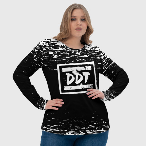 Женский лонгслив 3D ДДТ лого DDT logo, цвет 3D печать - фото 6