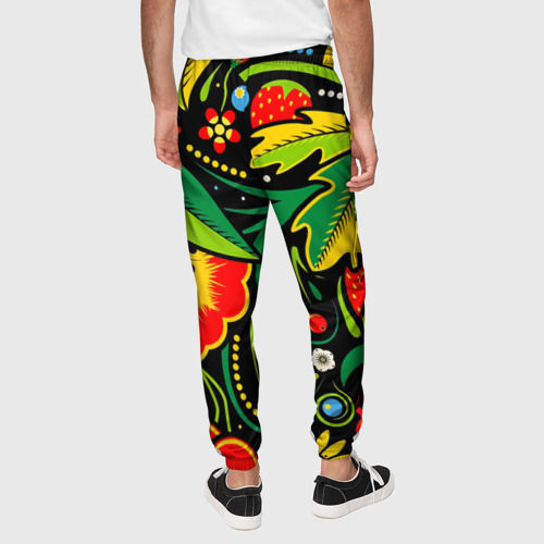 Мужские брюки 3D с принтом Цветы, вид сзади #2