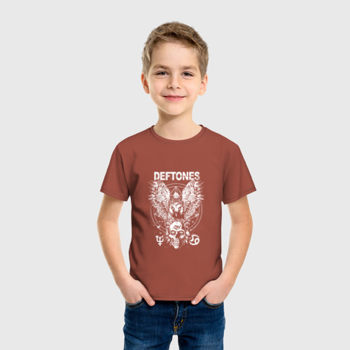 Детская футболка хлопок Deftoneww, цвет кирпичный - фото 3