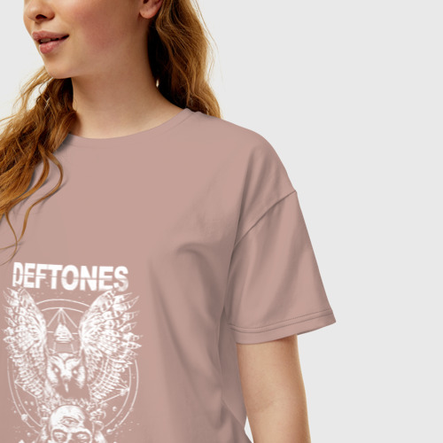 Женская футболка хлопок Oversize Deftoneww, цвет пыльно-розовый - фото 3