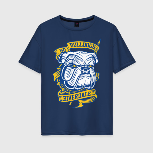 Женская футболка хлопок Oversize GO bulldogs, цвет темно-синий