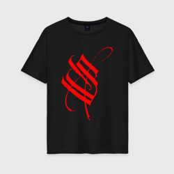 Женская футболка хлопок Oversize Красный логотип Stigmata