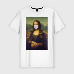 Мужская футболка хлопок Slim Мона Лиза в медицинской маске