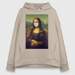 Женское худи Oversize хлопок Мона Лиза в медицинской маске