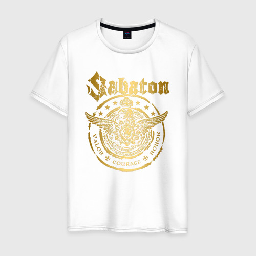 Мужская футболка из хлопка с принтом Sabaton logo Сабатон лого, вид спереди №1