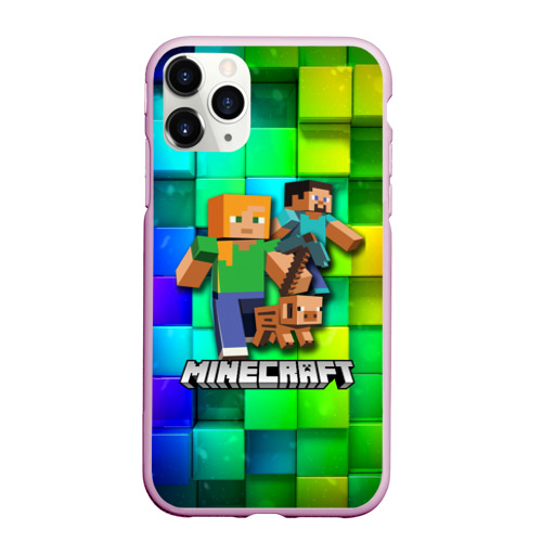 Чехол для iPhone 11 Pro Max матовый Minecraft Майнкрафт, цвет розовый