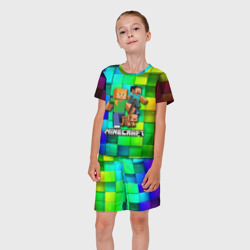 Костюм с принтом Minecraft Майнкрафт для ребенка, вид на модели спереди №3. Цвет основы: белый