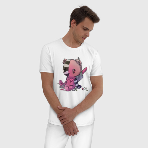 Мужская пижама хлопок Медведь, цвет белый - фото 3