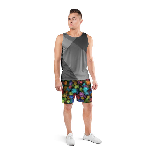 Мужские шорты спортивные Разноцветные вирусы, цвет 3D печать - фото 4