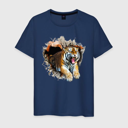 Мужская футболка хлопок Тигр, цвет темно-синий