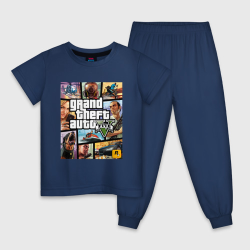 Детская пижама хлопок GTA5, цвет темно-синий