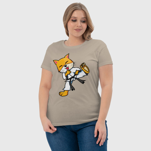 Женская футболка хлопок с принтом Каратэ Лис, фото #4