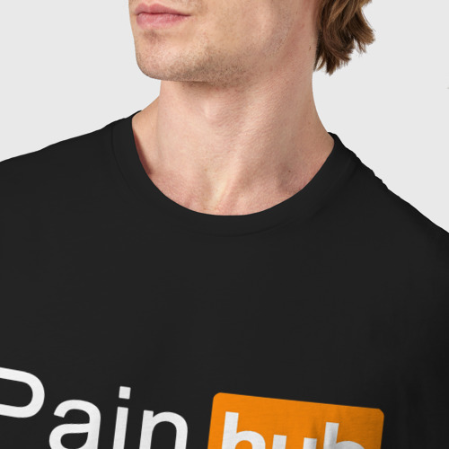 Мужская футболка хлопок Painhub, цвет черный - фото 6
