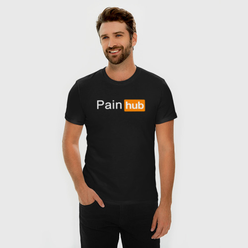 Мужская футболка хлопок Slim Painhub, цвет черный - фото 3
