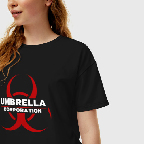 Женская футболка хлопок Oversize с принтом Umbrella, фото на моделе #1