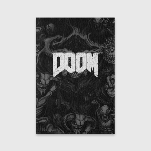 Обложка для паспорта матовая кожа Doom eternal, цвет черный