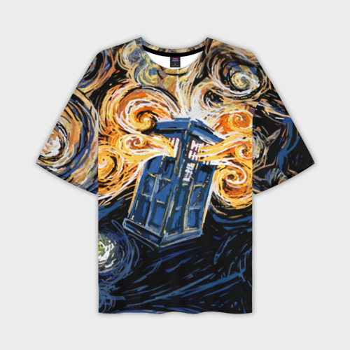 Мужская футболка oversize 3D Van Gogh Tardis, цвет 3D печать