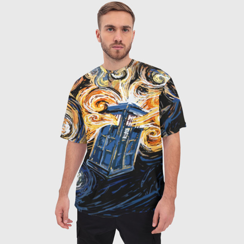 Мужская футболка oversize 3D Van Gogh Tardis, цвет 3D печать - фото 3