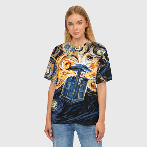 Женская футболка oversize 3D Van Gogh Tardis, цвет 3D печать - фото 3