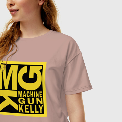 Женская футболка хлопок Oversize MGK Machine Gun Kelly, цвет пыльно-розовый - фото 3