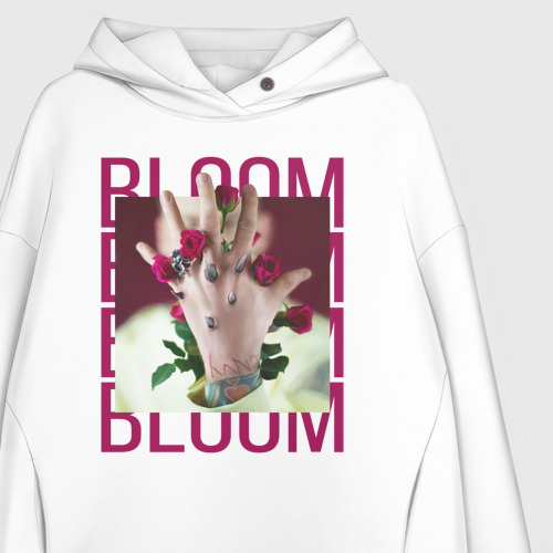 Женское худи Oversize хлопок Bloom, цвет белый - фото 3