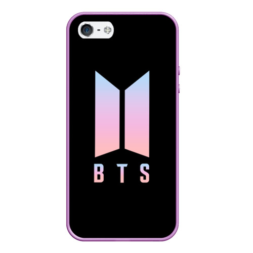 Чехол для iPhone 5/5S матовый BTS logo БТС лого, цвет сиреневый