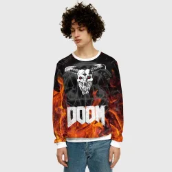 Мужской свитшот 3D Doom eternal on fire - фото 2