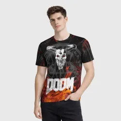 Мужская футболка 3D Doom eternal on fire - фото 2