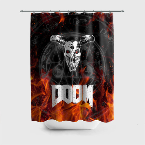 Штора 3D для ванной Doom eternal on fire