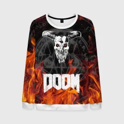 Мужской свитшот 3D Doom eternal on fire