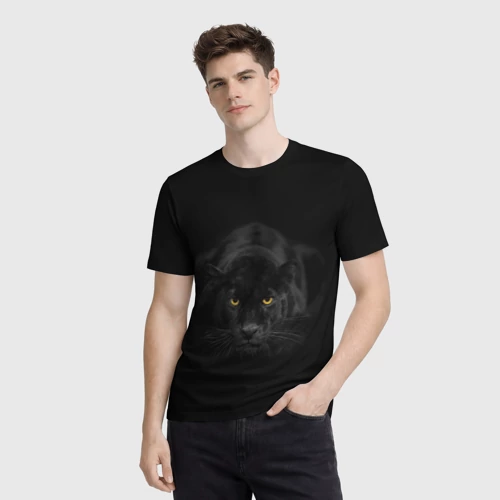 Мужская футболка 3D с принтом Пантера, фото на моделе #1