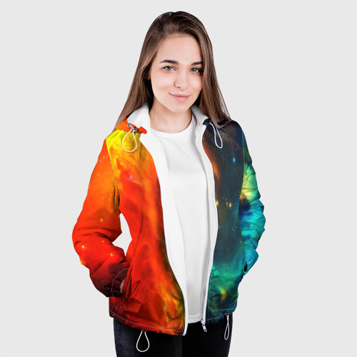 Женская куртка 3D Битва космоса, цвет белый - фото 4