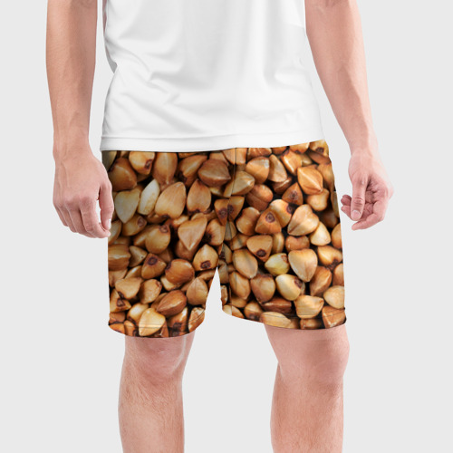 Мужские шорты спортивные Гречка, цвет 3D печать - фото 3