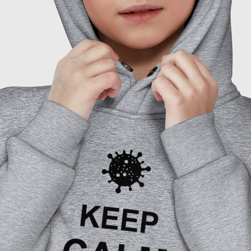 Детское худи Oversize хлопок Keep calm коронавирус, цвет меланж - фото 7